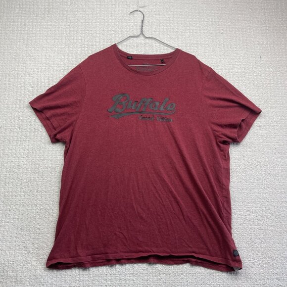 Y2K Buffalo David Bitton Red T-Shirt Men Sz XL Retro Graphic Logo Print Black - Picture 1 of 12